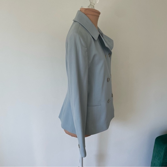 Ralph Lauren Collection Wool Baby Blue Double Breasted Faux Cuff Blazer Size 6 - Picture 7 of 11